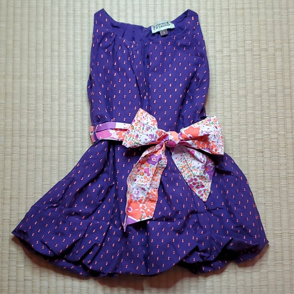 Sophie Catalou Sleeveless Bubble Dress w/ Sash, 2T